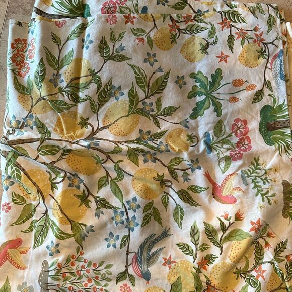 Pottery Barn Jocelyn Bird Lemon Duvet Cover Twin 1 Euro Sham Botanical 3pc Rare - Picture 2 of 7